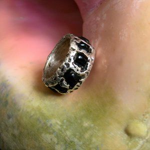 Beautiful Black coral and Fine Silver ring